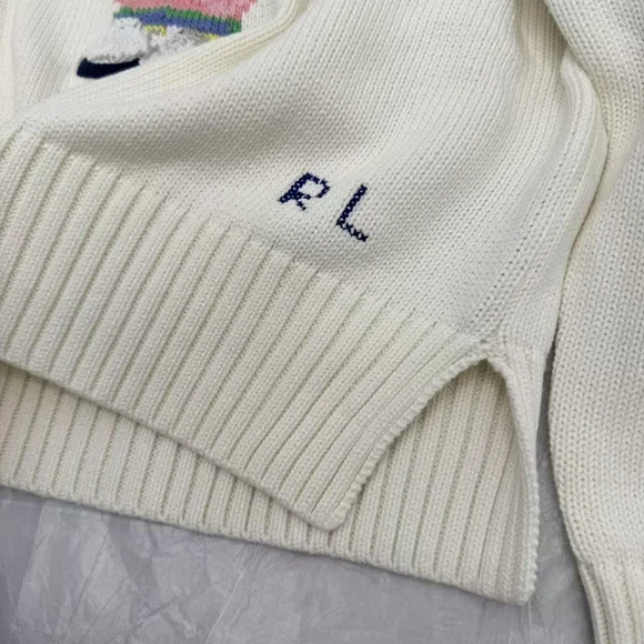 White Polo Ralph Lauren Bear Sweater - Picture 4 of 9